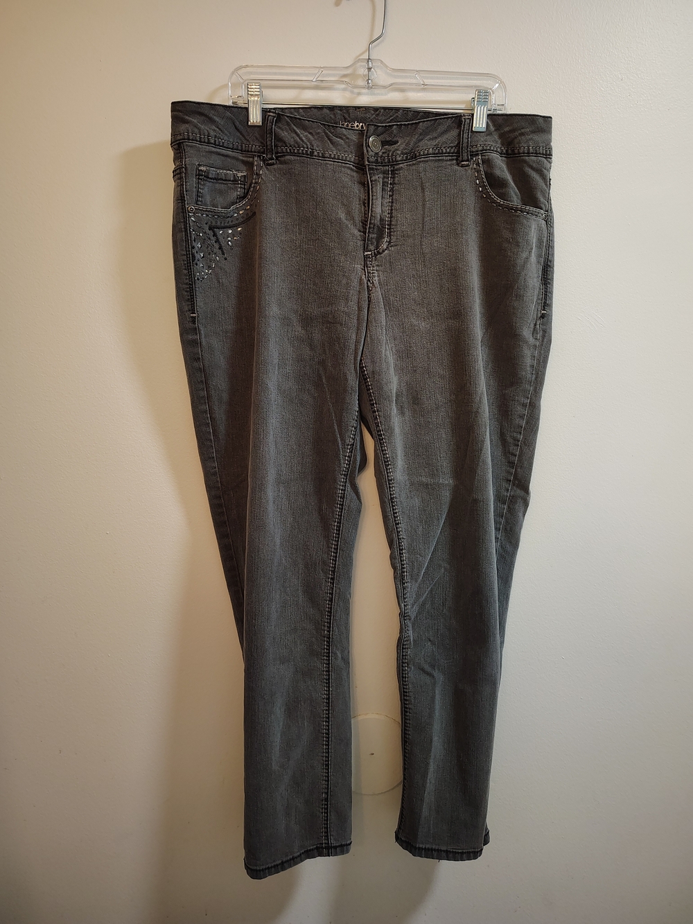 Lane Bryant Gray Skinny Jeans with Studded Pockets